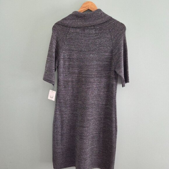Liz Claiborne Knit Sweater Dress Charcoal Gray With Silver Thread New W/Tags - Picture 7 of 11